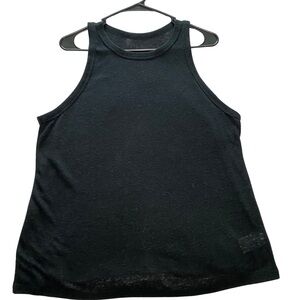 Women's Black Sleeveless Linen Top